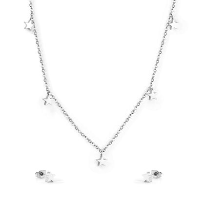 Set of 5 stars glossy steel/golden