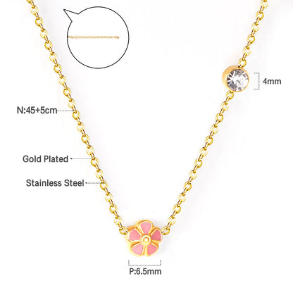 Red & Pink & Blue & Purple Peach Blossom Pendant Necklaces with Diamonds 45+5cm