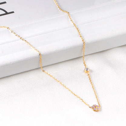 Red & Pink & Blue & Purple Peach Blossom Pendant Necklaces with Diamonds 45+5cm