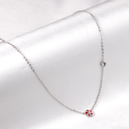 Red & Pink & Blue & Purple Peach Blossom Pendant Necklaces with Diamonds 45+5cm