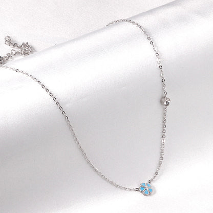 Red & Pink & Blue & Purple Peach Blossom Pendant Necklaces with Diamonds 45+5cm
