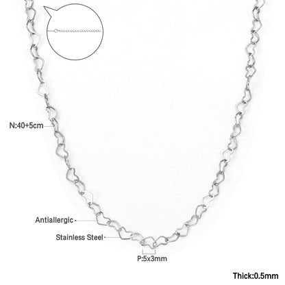 5*3mm Heart Circle Necklace 40+5cm
