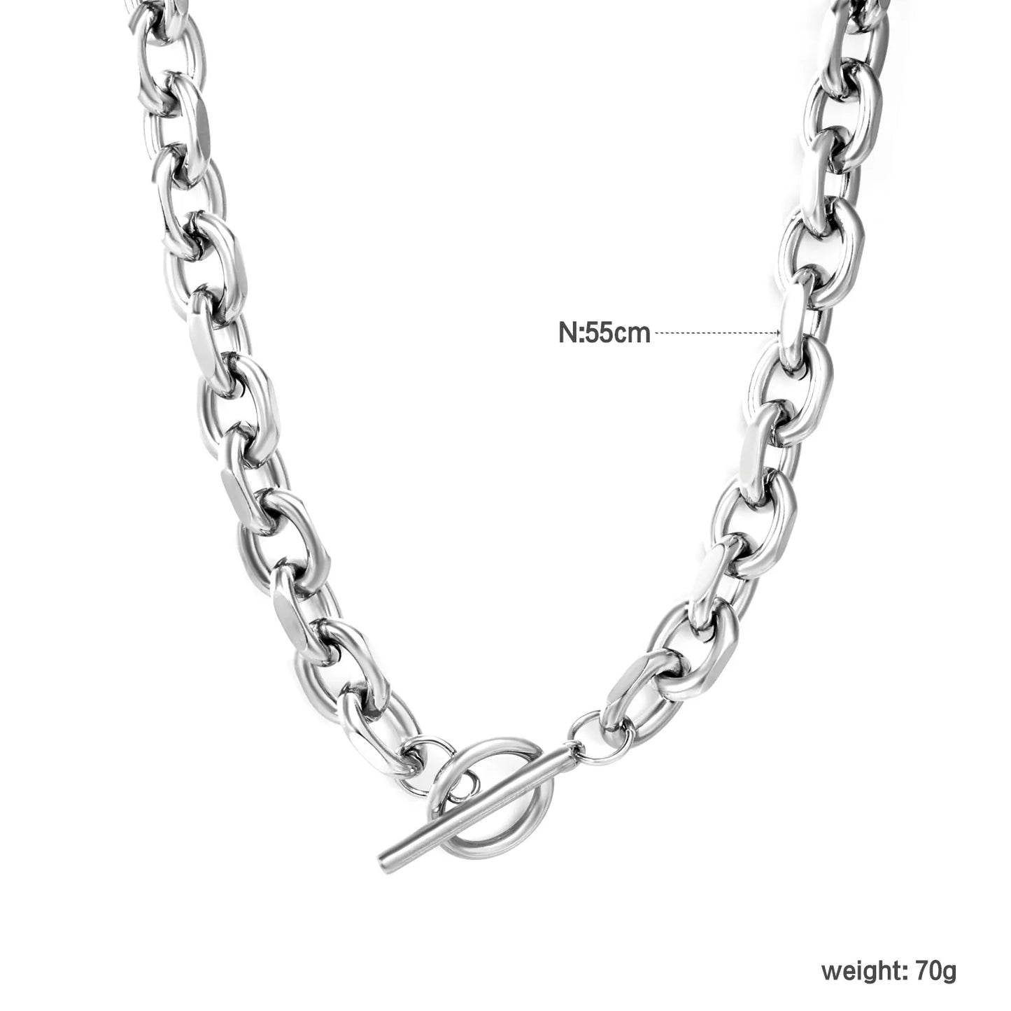 Wholesale Chunky Chain T-Bar Necklace | Minimalist Waterproof Stainless Steel Jewelry | MOQ 12 PCS