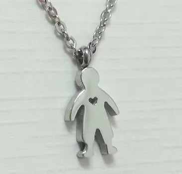 Wholesale Stainless Steel Human Figure Heart Pendant Necklace | Minimalist Jewelry | MOQ 12 PCS