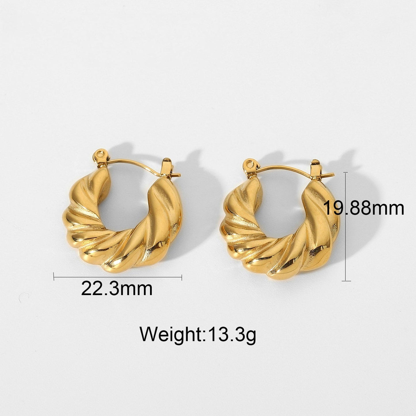 18k Gold Stainless Steel Titanium Steel V Irregular Cast Textured Earrings
