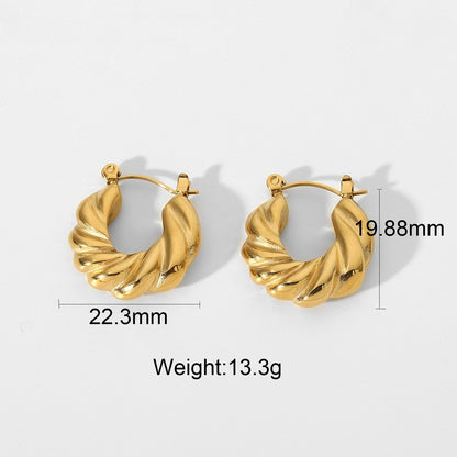 18k Gold Stainless Steel Titanium Steel V Irregular Cast Textured Earrings