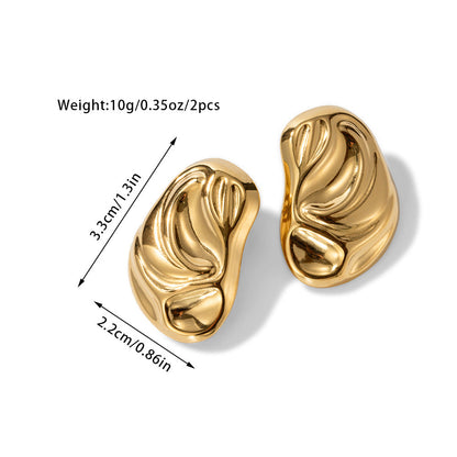 18k gold geometric irregular whacked pattern earrings for women vintage metal style fashion earrings