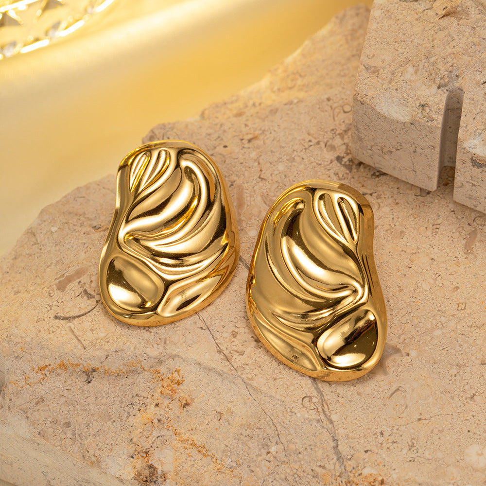 18k gold geometric irregular whacked pattern earrings for women vintage metal style fashion earrings