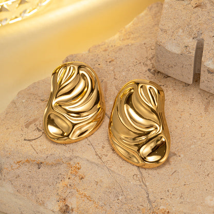 18k gold geometric irregular whacked pattern earrings for women vintage metal style fashion earrings