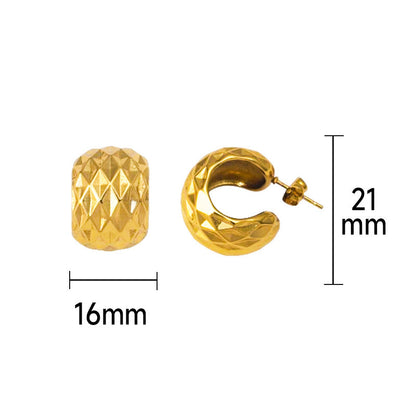 Stainless steel fashion French retro personalized square diamond earrings women's 18K gold earrings