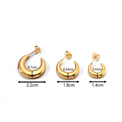 Moon Shaped Stainless Steel Earrings for Women Trendy 18K Gold Plated Earrings