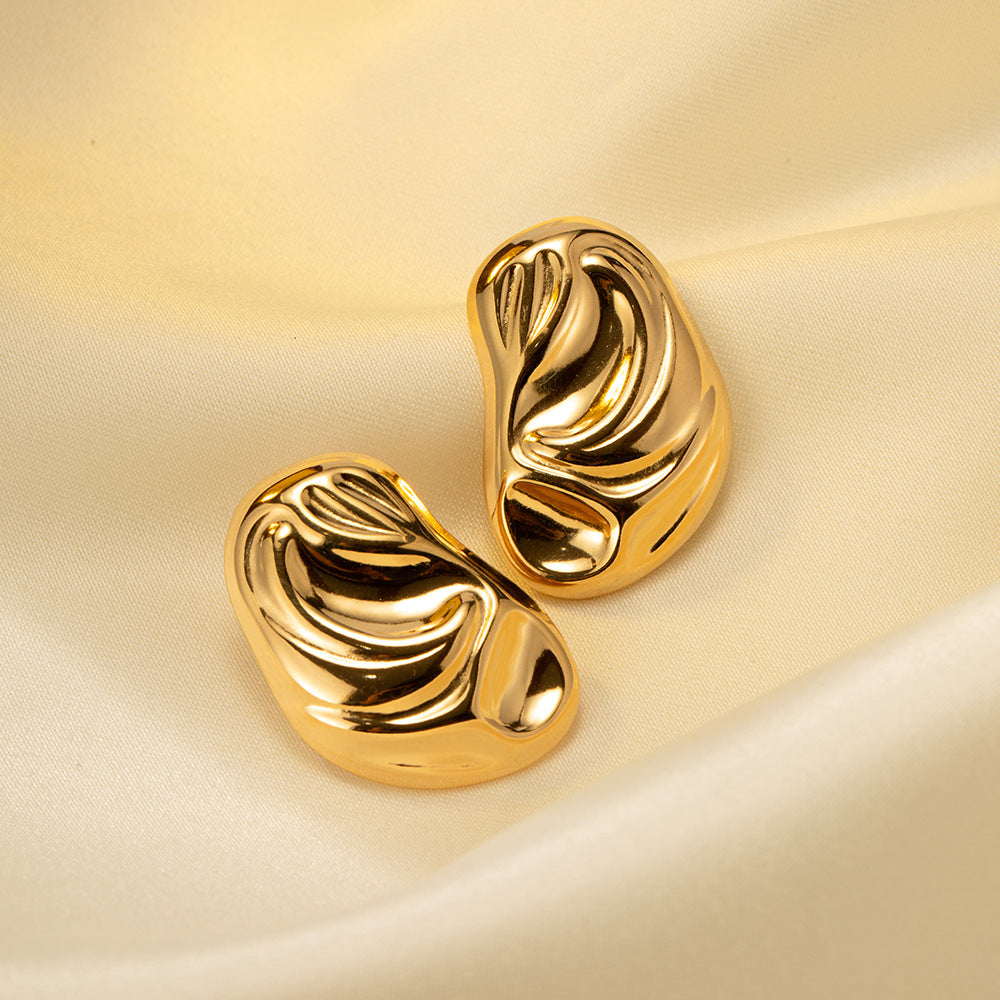 18k gold geometric irregular whacked pattern earrings for women vintage metal style fashion earrings
