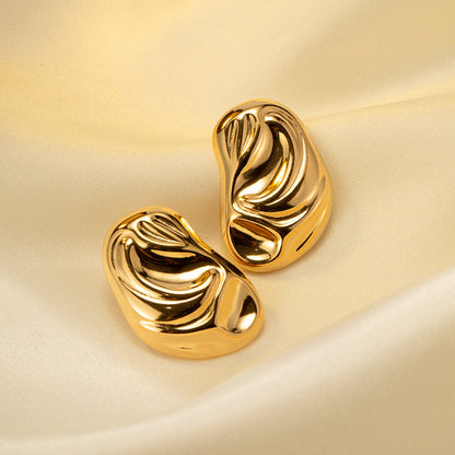 18k gold geometric irregular whacked pattern earrings for women vintage metal style fashion earrings