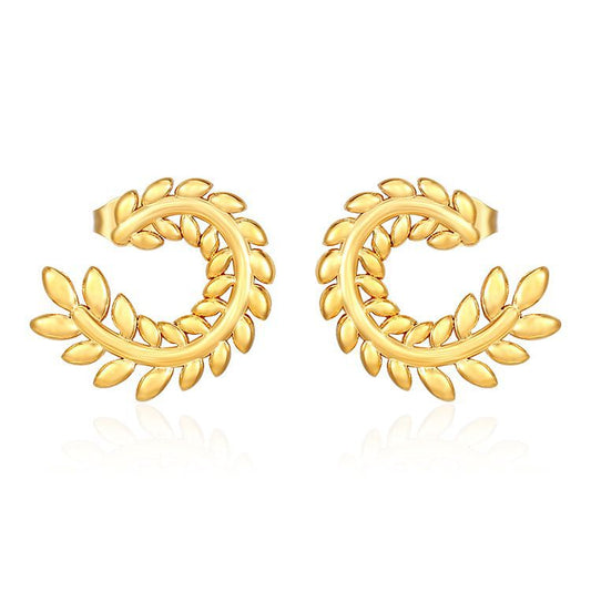 Temperament wheat ears stainless steel 18K gold-plated retro trend earrings niche design earrings