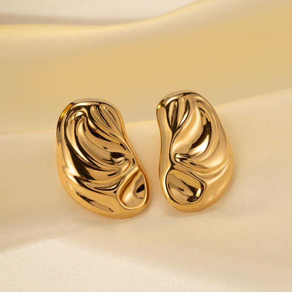 18k gold geometric irregular whacked pattern earrings for women vintage metal style fashion earrings