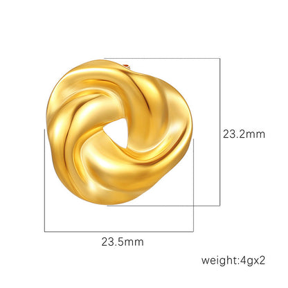 Fashion Trend Twisted Irregular Stainless Steel Earrings Women's Trend 18K Plated Earrings