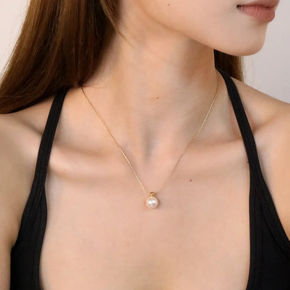 ✨ Wholesale 18k gold plated 10mm Pearl Pendant Necklace | Gold Stainless Steel Chain 42+5cm Classic Jewelry Bulk