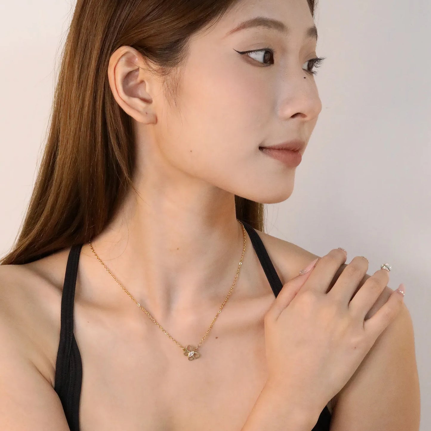 ✨🦋 Gold Butterfly Pendant Necklace with White Zircon | 12.7x9.5mm镂空 Butterfly & Rhombus Zirconia | 40+5cm Adjustable Chain | Stainless Steel Wholesale Jewelry