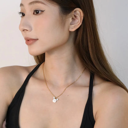 ✨🐰 Gold Bunny Rabbit Pendant Necklace | 14.7x13.1mm Cute Animal Jewelry | 40+5cm Adjustable Chain | Stainless Steel Wholesale Gift Necklace