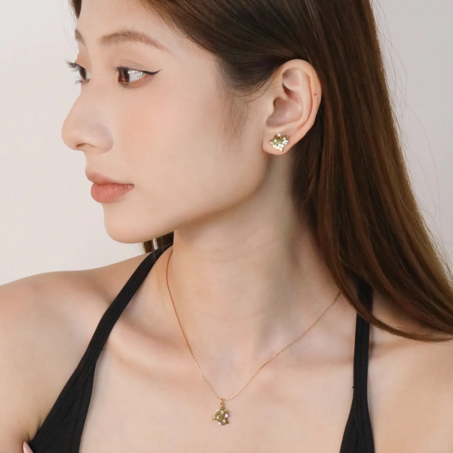 ✨🌸 Floral Cross Jewelry Set in Gold | Wholesale Dainty White Zircon Earring & Pendant Set