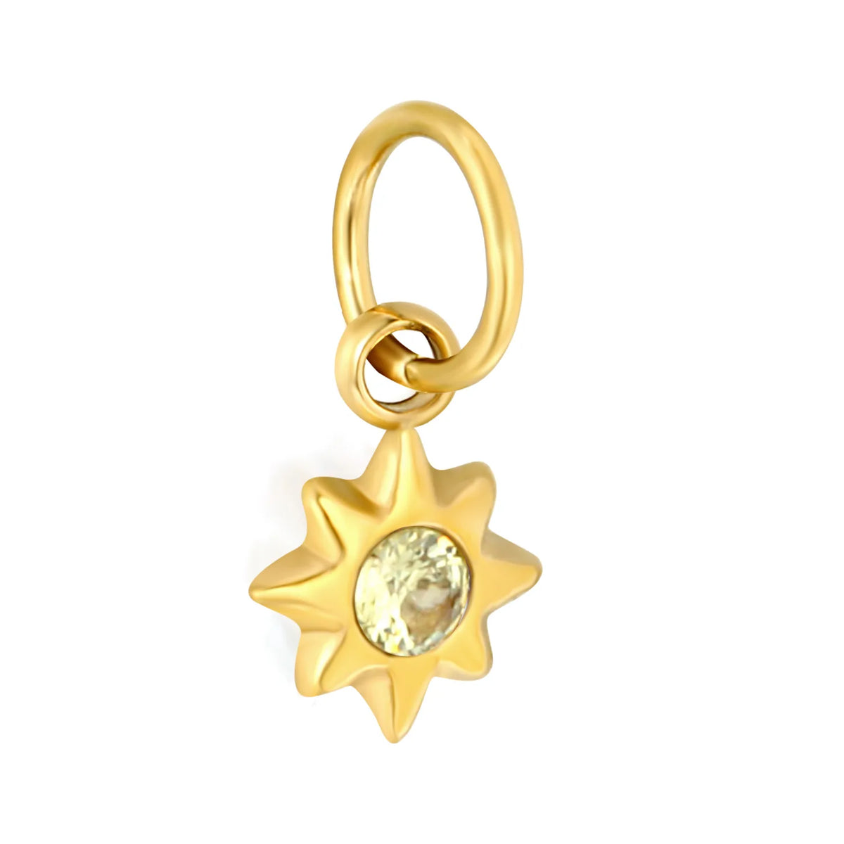Multicolor Crystal North Star Charm 18K Gold Plated Stainless Steel Pendant