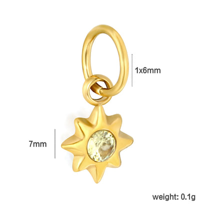 Multicolor Crystal North Star Charm 18K Gold Plated Stainless Steel Pendant