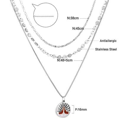 Multi Layered Chain Choker Necklace For Women Heart Shape Green Evil Eyes Stars Pendant Stainless Steel Jewelry Gifts