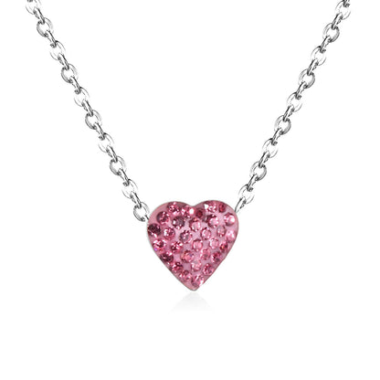 ASON Clay Heart Pendant Necklaces 12 Colors Stainless Steel Gold Color Chains Necklaces Lover's Party Wedding Gift Chokers