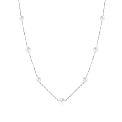 ASON White Black Round Imitation Pearl Pendant Necklace Gold Color Stainless Steel Snake Chain Jewelry Gift Party Chokers
