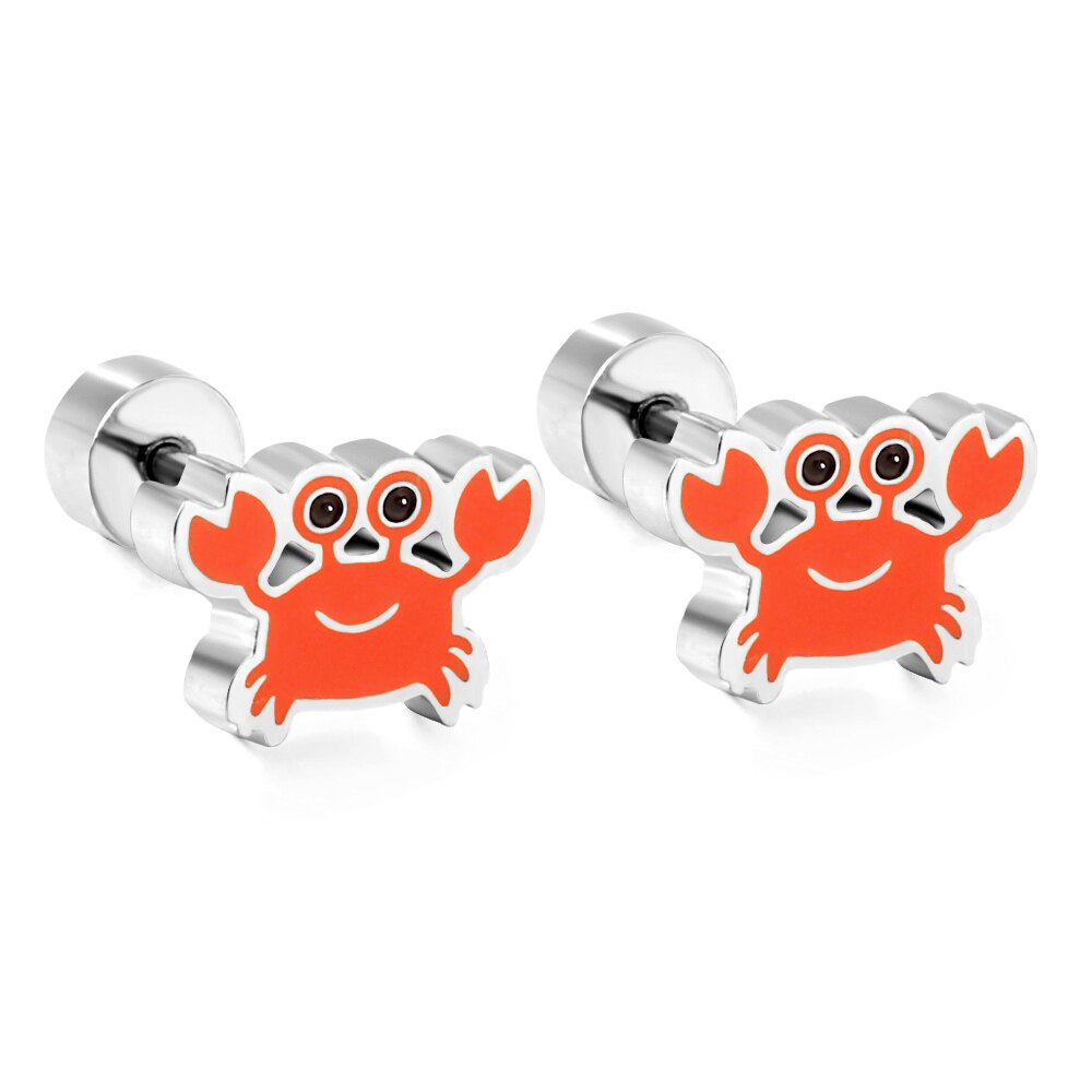 Cute Girls's Earrings Acrylic Design Animals Piercing Butterflies Stainless Steel Penguin Childlike серьги brinco