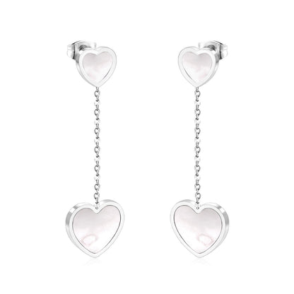 ASON Korean Style Statement Drop Earrings Shell Heart Dangle Earring Stainless Steel Jewelry for Women Femme Party Gift