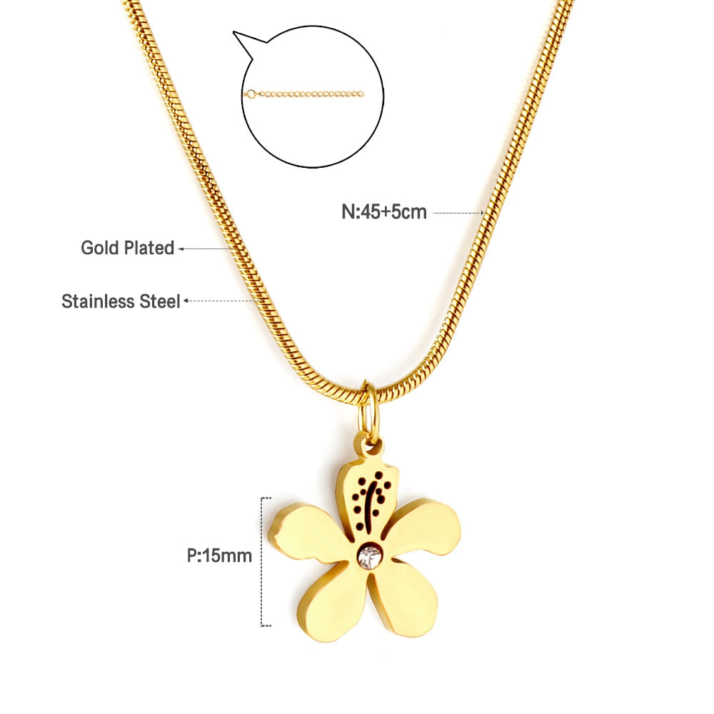 Simple Bohemian Colorful Crystal Flower Necklace for Women Girls Chic Boho Clavicle Cuban Link Chain Collier Femme