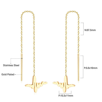 Simple Tassel Linear Chain Long Drop Earrings For Women Girl Geometric Star Hanging Ear Line Japan Korean Jewelry 2022
