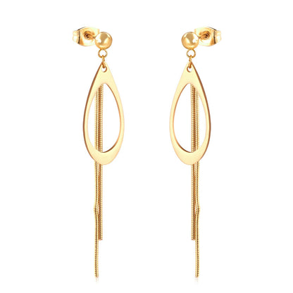 ASON Korean Style Dangle Earrings Anti-allergy Stainless Steel for Women Tassel Water Drop Earring Lovely Jewelry Gift