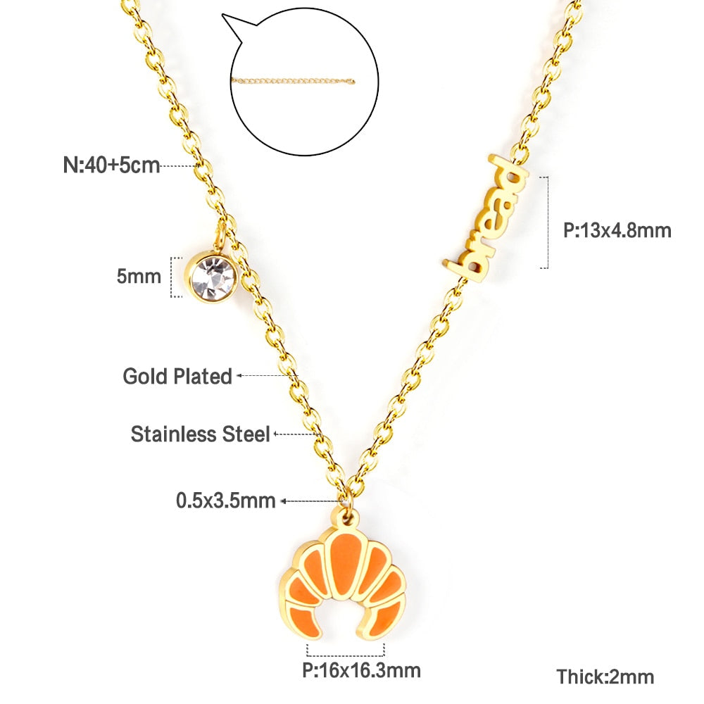 Enamel Girls Kids Jewelry Cute Crystal Strawberry Pendant Necklace for Women Stainless Steel Waterproof Sweet Choker Birthday Gifts