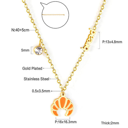 Enamel Girls Kids Jewelry Cute Crystal Strawberry Pendant Necklace for Women Stainless Steel Waterproof Sweet Choker Birthday Gifts