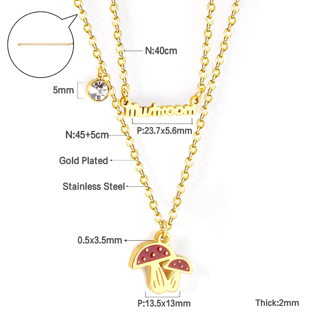 Enamel Girls Kids Jewelry Cute Crystal Strawberry Pendant Necklace for Women Stainless Steel Waterproof Sweet Choker Birthday Gifts