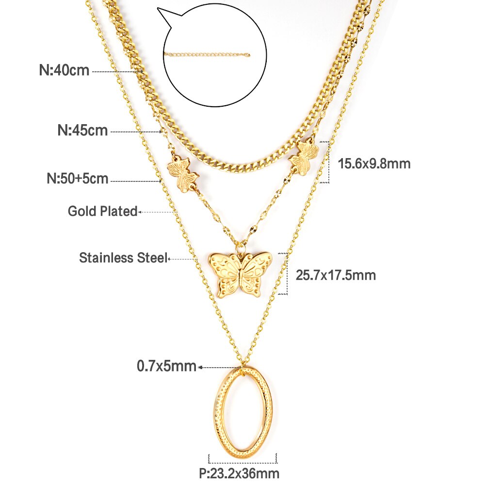 Gothic Multilayer Snake Crystal Necklace Women Gold Color Stainless Steel Double Chain Bohemian 2022 Trendy Jewelry