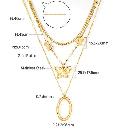Gothic Multilayer Snake Crystal Necklace Women Gold Color Stainless Steel Double Chain Bohemian 2022 Trendy Jewelry