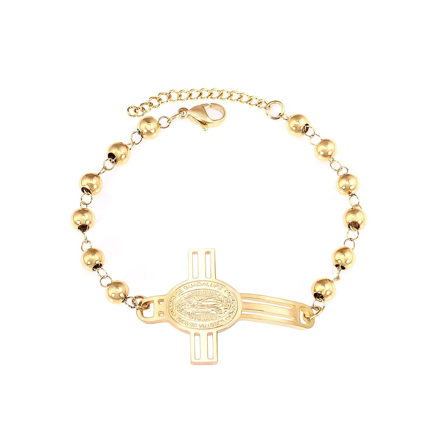 ASON Religious Jewelry Stainless Steel Gold Color Beaded Bracelets Bangle Women Men Fashion Jewelry Chains Bracelets Rosary
