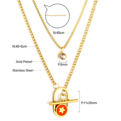 Fashion Shell Evil Eye Pendant Necklace Snake Pearl Double Chain For Women Stainless Steel Turkish Wedding Party Gifts