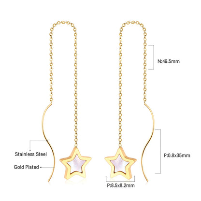 Simple Tassel Linear Chain Long Drop Earrings For Women Girl Geometric Star Hanging Ear Line Japan Korean Jewelry 2022