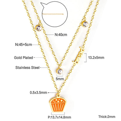 Enamel Girls Kids Jewelry Cute Crystal Strawberry Pendant Necklace for Women Stainless Steel Waterproof Sweet Choker Birthday Gifts