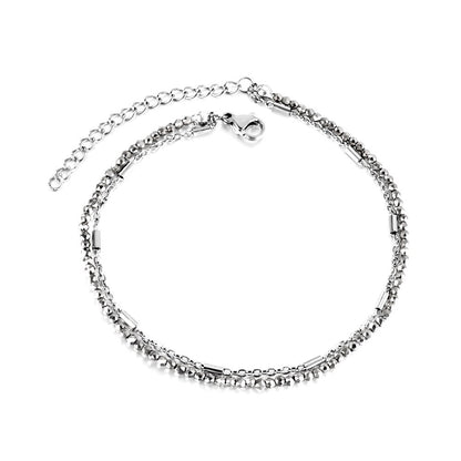 ASON Trendy Carbon Black Beads Accessories Multi-layer Chains Anklets Gold Color Stainless Steel For Women Jewelry Boho