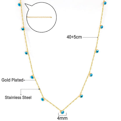 Bohemian Summer Colorful Evil Eyes Beads Necklace For Women Girls Stainless Steel Cross Charm Thin Choker Boho Jewelry