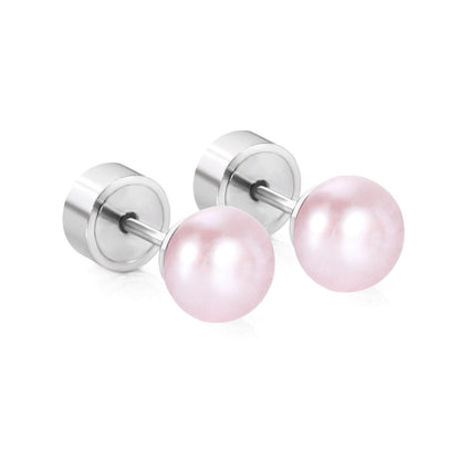 ASON White/Pink Color Freshwater Pearl Piercing Stud Earrings Silver Color Stainless Steel For Girl Women Wholesale Gift