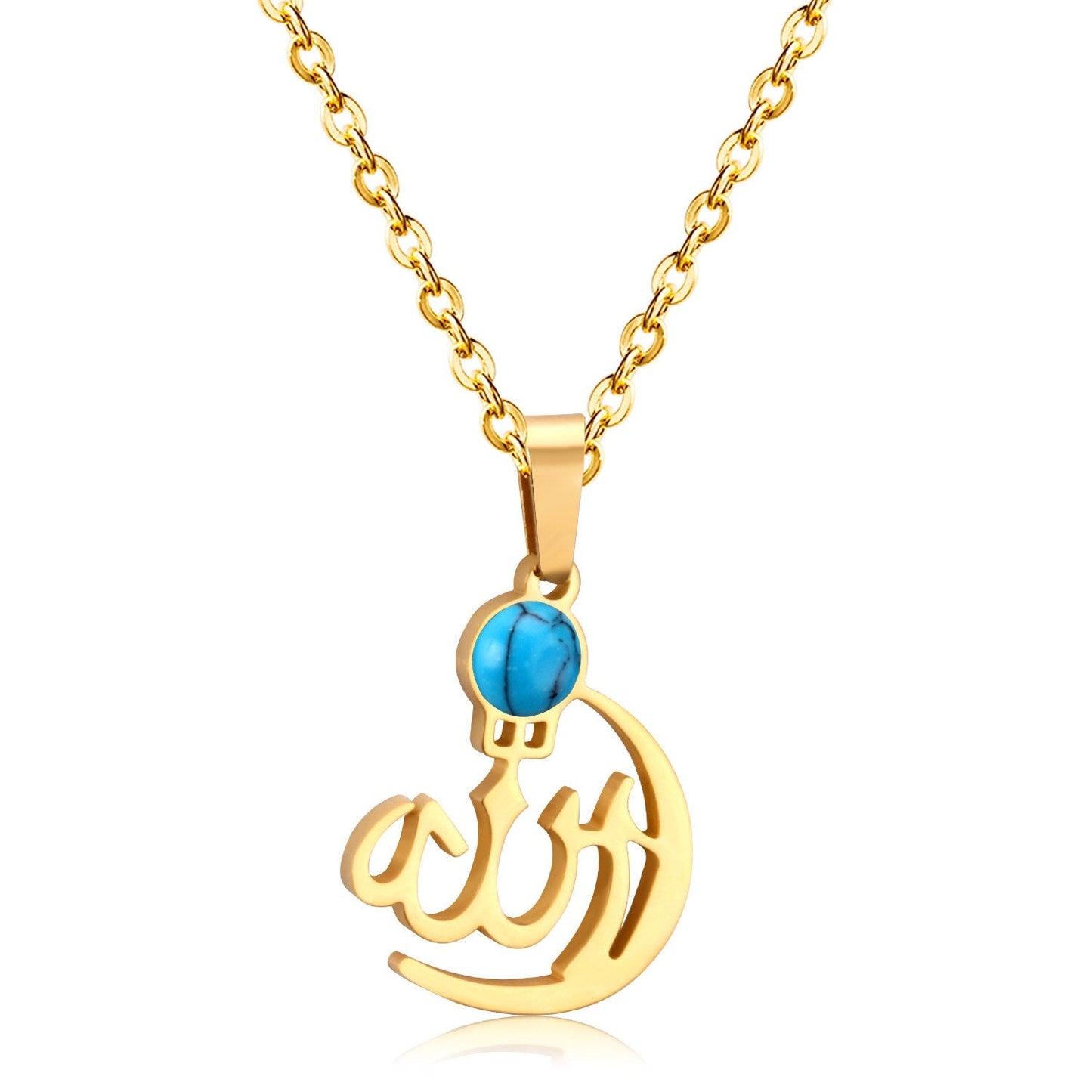 Black/Bule Round Shape Oil Drip Pendant Necklaces Stainless Steel Gold Color Chain Choker For Women Party Gift