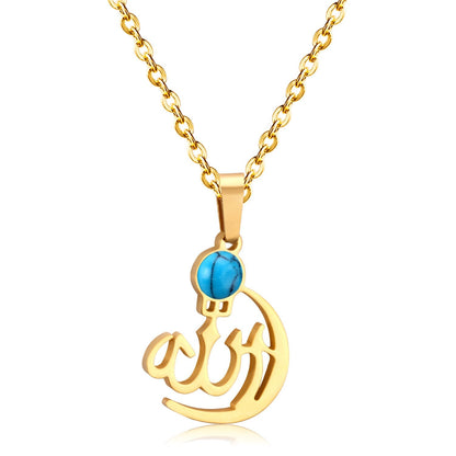 Black/Bule Round Shape Oil Drip Pendant Necklaces Stainless Steel Gold Color Chain Choker For Women Party Gift