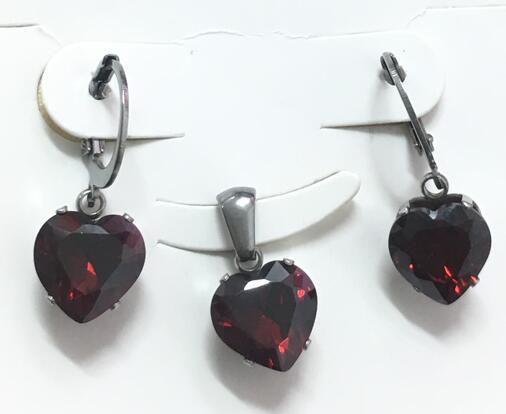 Heart Shape Luxury Jewelry Sets For Woman Dangle AAA Zirconia Earrings With Heart Fairy Aesthetic Pendant Necklace