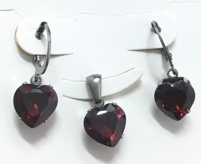 Heart Shape Luxury Jewelry Sets For Woman Dangle AAA Zirconia Earrings With Heart Fairy Aesthetic Pendant Necklace